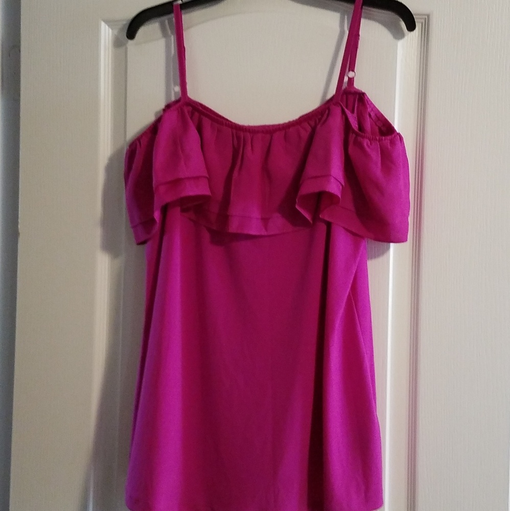 Ruffled Off Shoulder Tank by Worthington
